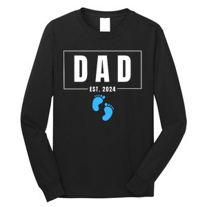 Dad Est. 2024 Fathers Day Expecting Baby Funny New Dad Baby Boy Long Sleeve Shirt