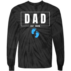 Dad Est. 2024 Fathers Day Expecting Baby Funny New Dad Baby Boy Tie-Dye Long Sleeve Shirt