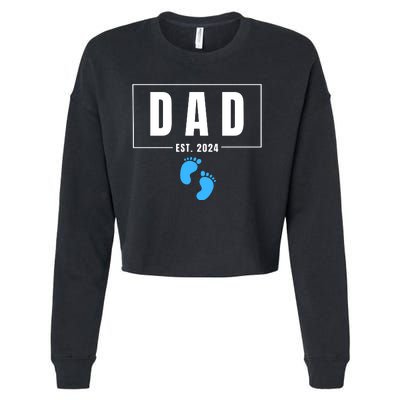 Dad Est. 2024 Fathers Day Expecting Baby Funny New Dad Baby Boy Cropped Pullover Crew