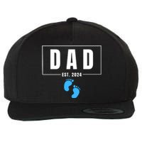 Dad Est. 2024 Fathers Day Expecting Baby Funny New Dad Baby Boy Wool Snapback Cap