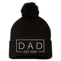 Dad Est 2024 Soon To Be Dad 2024 Pregnancy Announcement Pom Pom 12in Knit Beanie