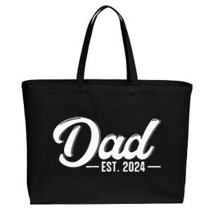 Dad Est. 2024 Soon To Be Dad Pregnancy Announcement Cotton Canvas Jumbo Tote