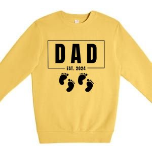 Dad Est. 2024 Fathers Day Expecting Baby Funny New Dad Baby Twins Premium Crewneck Sweatshirt