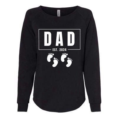 Dad Est. 2024 Fathers Day Expecting Baby Funny New Dad Baby Twins Womens California Wash Sweatshirt