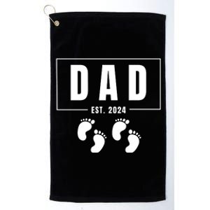 Dad Est. 2024 Fathers Day Expecting Baby Funny New Dad Baby Twins Platinum Collection Golf Towel