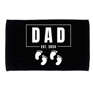 Dad Est. 2024 Fathers Day Expecting Baby Funny New Dad Baby Twins Microfiber Hand Towel