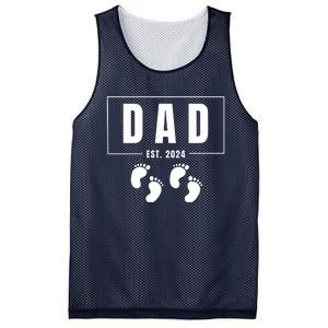 Dad Est. 2024 Fathers Day Expecting Baby Funny New Dad Baby Twins Mesh Reversible Basketball Jersey Tank