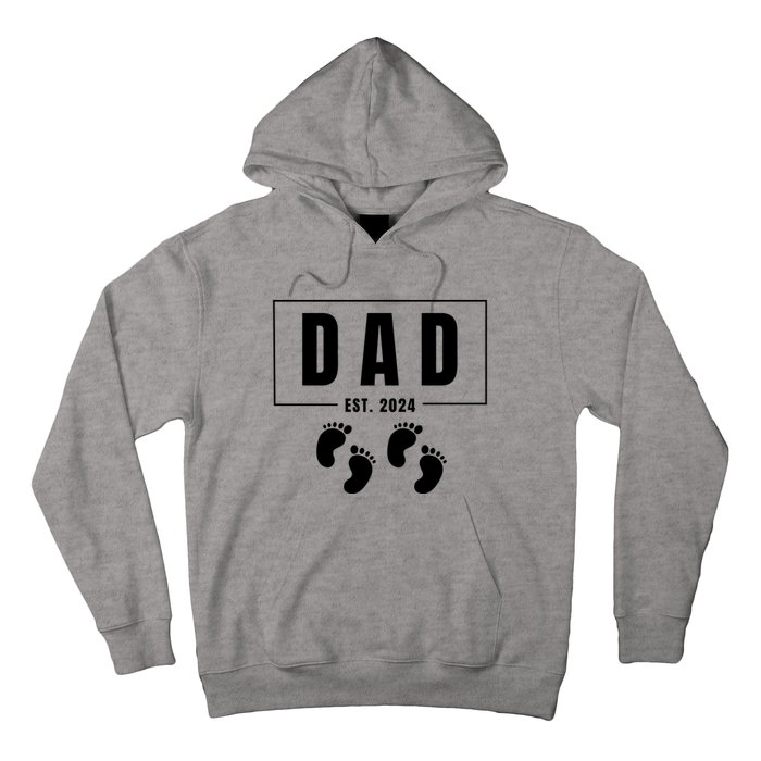 Dad Est. 2024 Fathers Day Expecting Baby Funny New Dad Baby Twins Hoodie