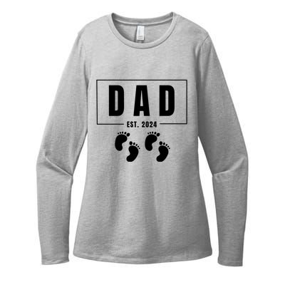 Dad Est. 2024 Fathers Day Expecting Baby Funny New Dad Baby Twins Womens CVC Long Sleeve Shirt