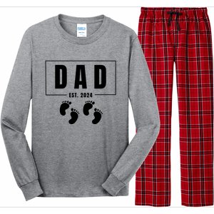 Dad Est. 2024 Fathers Day Expecting Baby Funny New Dad Baby Twins Long Sleeve Pajama Set