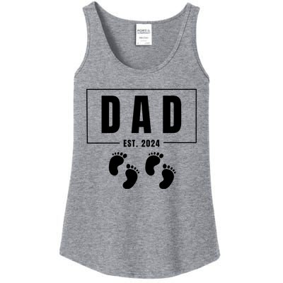 Dad Est. 2024 Fathers Day Expecting Baby Funny New Dad Baby Twins Ladies Essential Tank