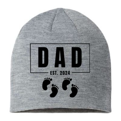 Dad Est. 2024 Fathers Day Expecting Baby Funny New Dad Baby Twins Sustainable Beanie