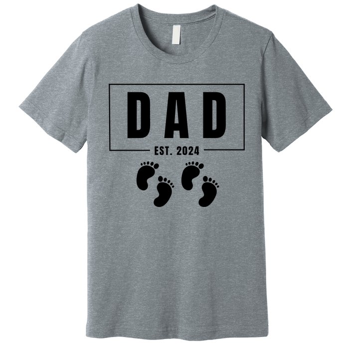 Dad Est. 2024 Fathers Day Expecting Baby Funny New Dad Baby Twins Premium T-Shirt