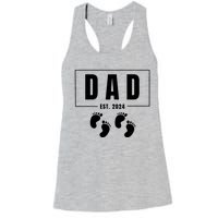 Dad Est. 2024 Fathers Day Expecting Baby Funny New Dad Baby Twins Women's Racerback Tank