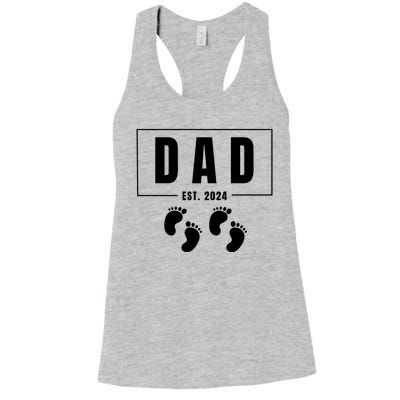 Dad Est. 2024 Fathers Day Expecting Baby Funny New Dad Baby Twins Women's Racerback Tank