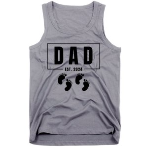 Dad Est. 2024 Fathers Day Expecting Baby Funny New Dad Baby Twins Tank Top