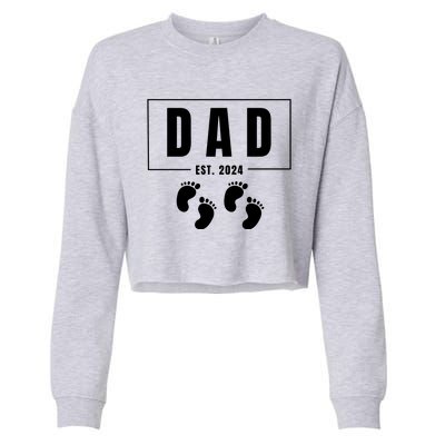 Dad Est. 2024 Fathers Day Expecting Baby Funny New Dad Baby Twins Cropped Pullover Crew