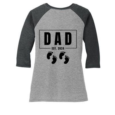 Dad Est. 2024 Fathers Day Expecting Baby Funny New Dad Baby Twins Women's Tri-Blend 3/4-Sleeve Raglan Shirt