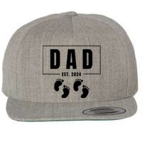 Dad Est. 2024 Fathers Day Expecting Baby Funny New Dad Baby Twins Wool Snapback Cap