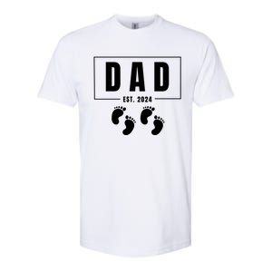 Dad Est. 2024 Fathers Day Expecting Baby Funny New Dad Baby Twins Softstyle CVC T-Shirt