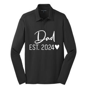 Dad Est. 2024 New Baby Silk Touch Performance Long Sleeve Polo