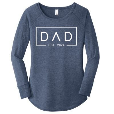 Dad Est 2024 First Dad FatherS Day 2024 New Dad Cute Gift Women's Perfect Tri Tunic Long Sleeve Shirt