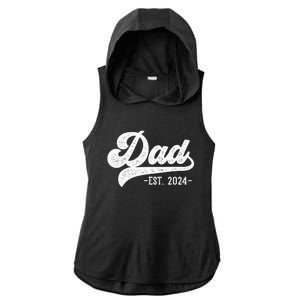 Dad Est 2024 Dad To Be Gifts New Dad Ladies PosiCharge Tri-Blend Wicking Draft Hoodie Tank