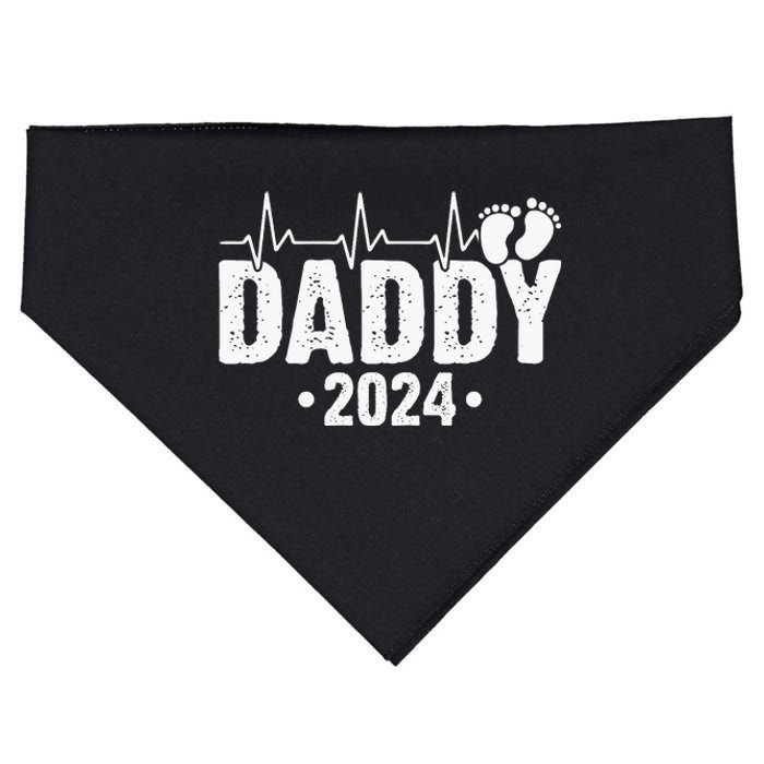 Dad Est 2024 First Fathers Day 2024 Promoted To Daddy USA-Made Doggie Bandana