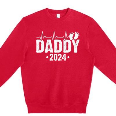 Dad Est 2024 First Fathers Day 2024 Promoted To Daddy Premium Crewneck Sweatshirt