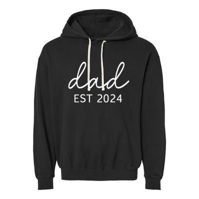 Dad Est 2024 Promoted To Daddy Garment-Dyed Fleece Hoodie