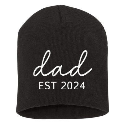 Dad Est 2024 Promoted To Daddy Short Acrylic Beanie