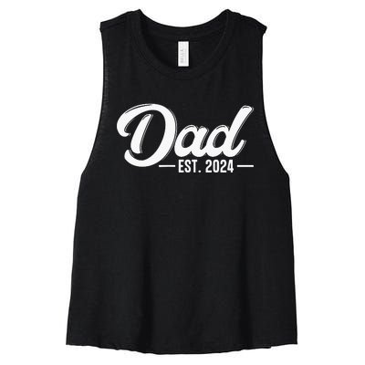 Dad Est. 2024 Soon To Be Dad Pregnancy Announcement Women's Racerback Cropped Tank