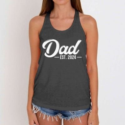 Dad Est. 2024 Soon To Be Dad Pregnancy Announcement Women's Knotted Racerback Tank