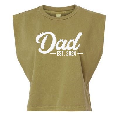 Dad Est. 2024 Soon To Be Dad Pregnancy Announcement Garment-Dyed Women's Muscle Tee