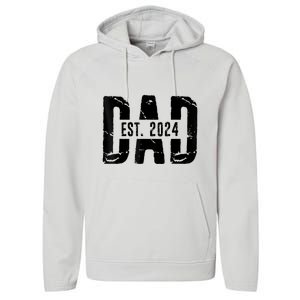 Dad Est. 2024 Gift Dad Fathertobe 2024 Fathers Day Performance Fleece Hoodie