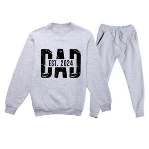 Dad Est. 2024 Gift Dad Fathertobe 2024 Fathers Day Premium Crewneck Sweatsuit Set