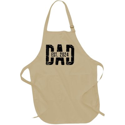 Dad Est. 2024 Gift Dad Fathertobe 2024 Fathers Day Full-Length Apron With Pockets