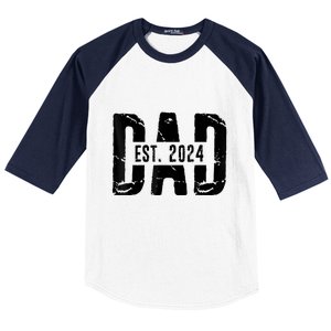 Dad Est. 2024 Gift Dad Fathertobe 2024 Fathers Day Baseball Sleeve Shirt