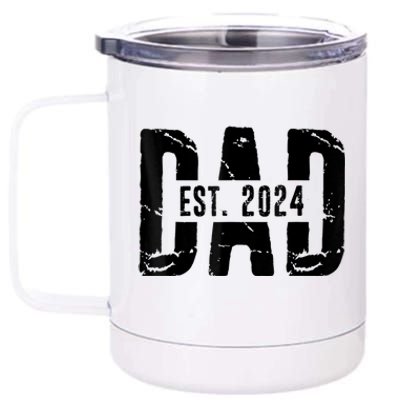 Dad Est. 2024 Gift Dad Fathertobe 2024 Fathers Day 12 oz Stainless Steel Tumbler Cup