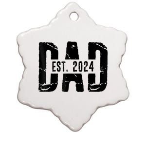 Dad Est. 2024 Gift Dad Fathertobe 2024 Fathers Day Ceramic Star Ornament