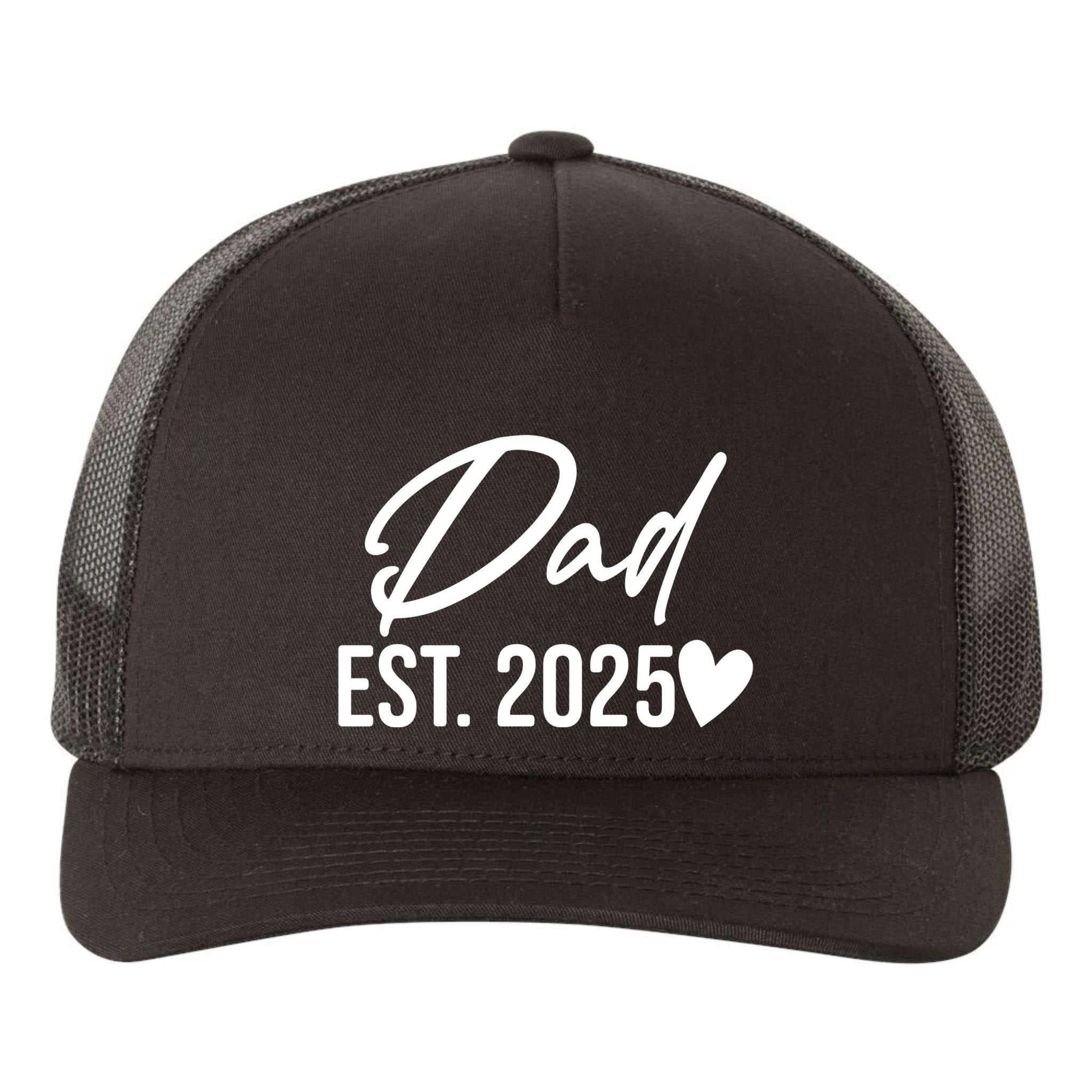 Dad Est. 2025 New Baby Yupoong Adult 5-Panel Trucker Hat