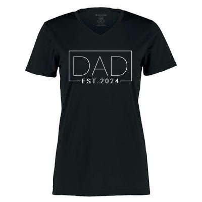 Dad Est 2024 New Dad Gift For Dad Anniversary Women's Momentum V-Neck T-Shirt