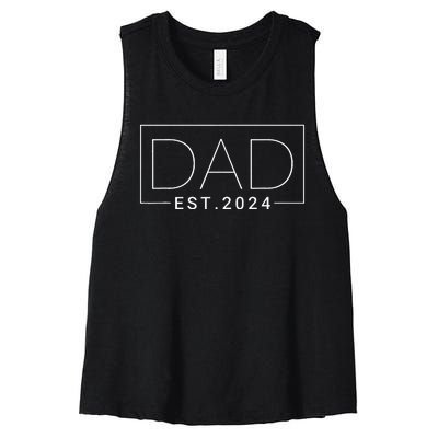 Dad Est 2024 New Dad Gift For Dad Anniversary Women's Racerback Cropped Tank