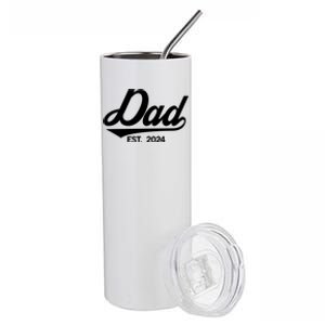 Dad Est 2024 FatherS Day Family Matching Daddy New Dad Funny Gift Stainless Steel Tumbler