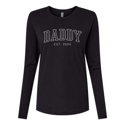 Daddy Est 2024 New Dad Fathers Day Gift Womens Cotton Relaxed Long Sleeve T-Shirt