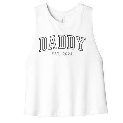 Daddy Est 2024 New Dad Fathers Day Gift Women's Racerback Cropped Tank