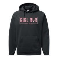 Dad Est 2025 Girl Logo Dad To Be 1st Time Dad Daddy 2025 Performance Fleece Hoodie