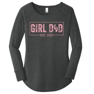 Dad Est 2025 Girl Logo Dad To Be 1st Time Dad Daddy 2025 Women's Perfect Tri Tunic Long Sleeve Shirt