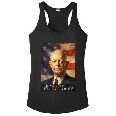 Dwight Eisenhower 34th President Of The United States Portrait Ladies PosiCharge Competitor Racerback Tank