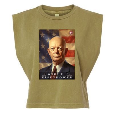 Dwight Eisenhower 34th President Of The United States Portrait Garment-Dyed Women's Muscle Tee